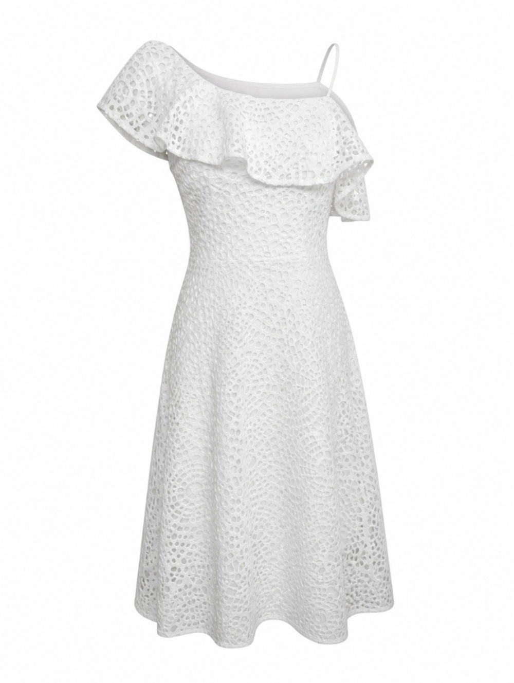 Lilly Pulitzer Callisto One Shoulder Dress Resort White Sea Urchin Terry Lace 6